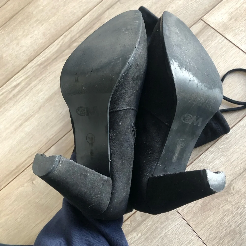 Black Over The Knee Heeled Boots